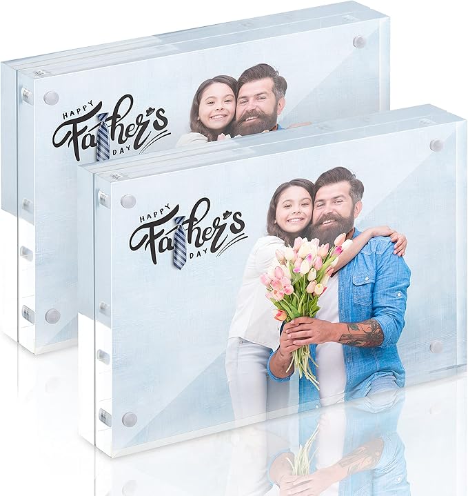 TWING 2 Pack 4x4 Acrylic Picture Frame, Horizontal Magnet Double Sided 4x4 - Image 7