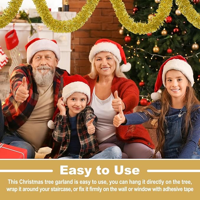 25 Feet Christmas Tinsel Garland, Metallic Twist Wall Hanging Tinsel Backdrop - Image 5