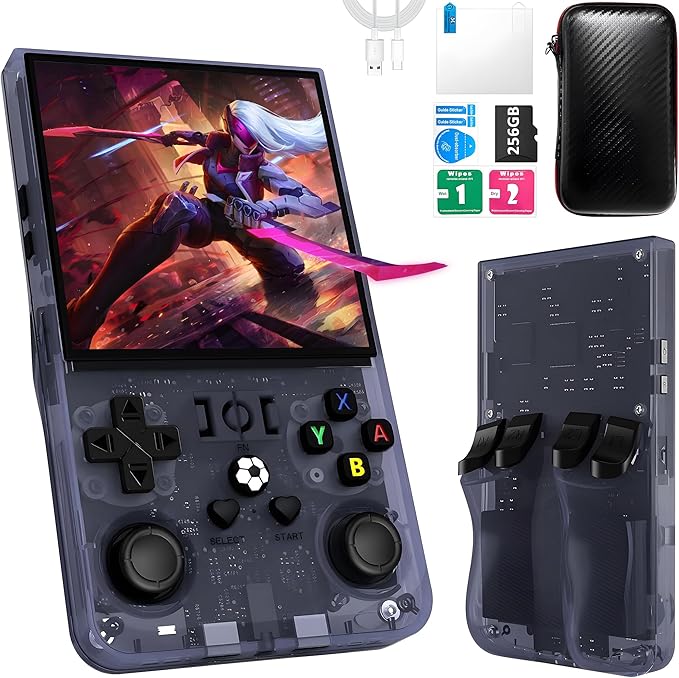 R36MAX Handheld Game Console, 40000+ Games Retro Gaming Console, 256GB TF Card by OROMVO