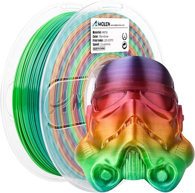 AMOLEN PETG 3D Printer Filament 1.75mm Gradient Rainbow PETG Multicolor Rainbow by AMOLEN