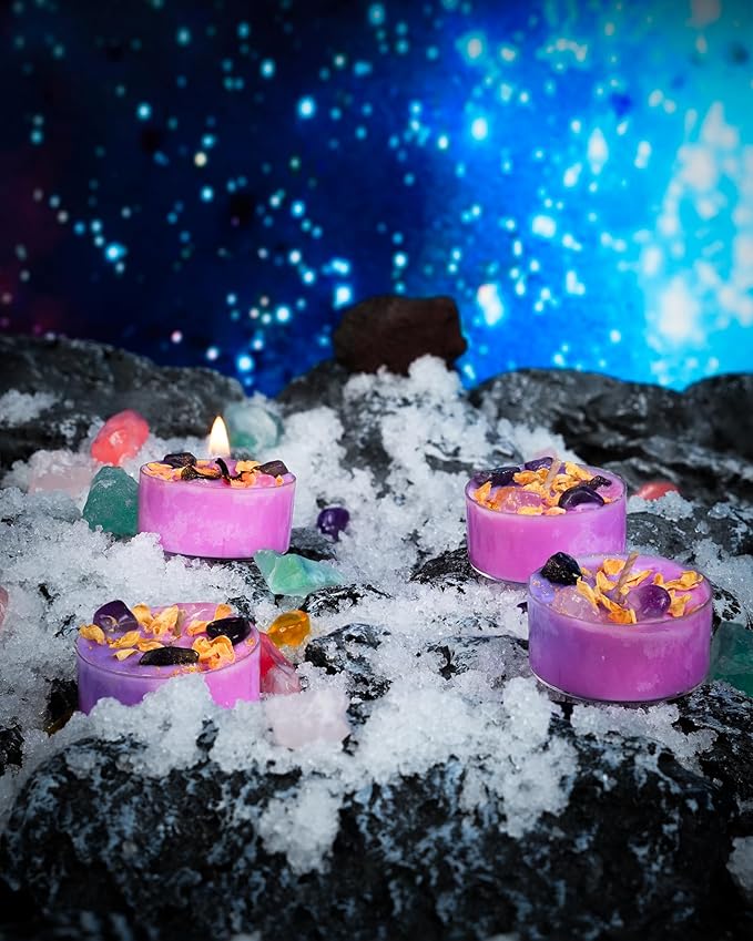 Tealight Soy Candles with Crystals And Herbs, Handmade Energy Candles, Healing - Image 4
