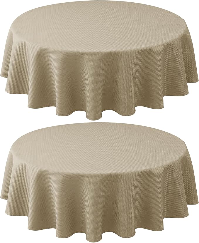 Biscaynebay 2 Pack Textured Fabric Round Tablecloths 60'' by Biscaynebay