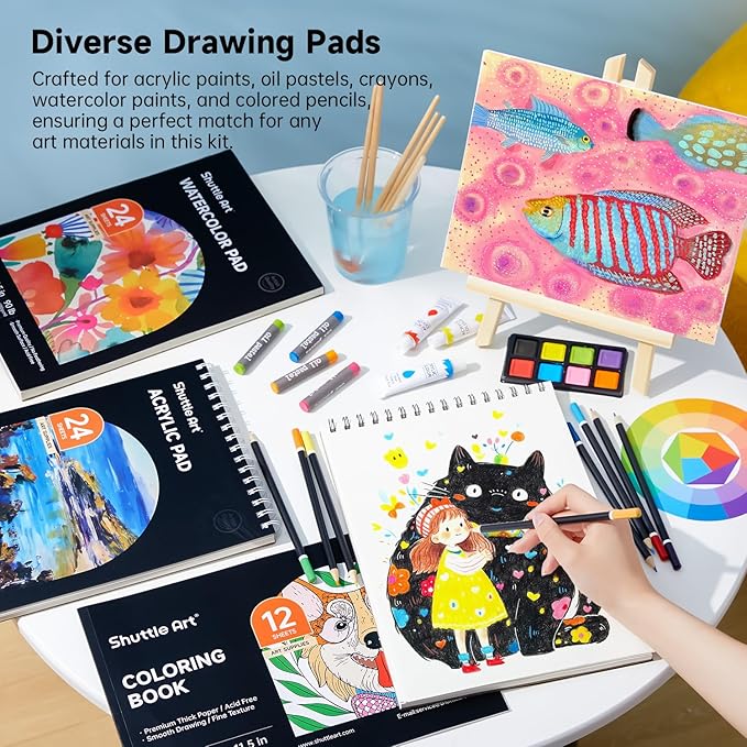 Shuttle Art Deluxe Gift Art Kit, 202-Piece Wooden Art Supplies Set - Image 3
