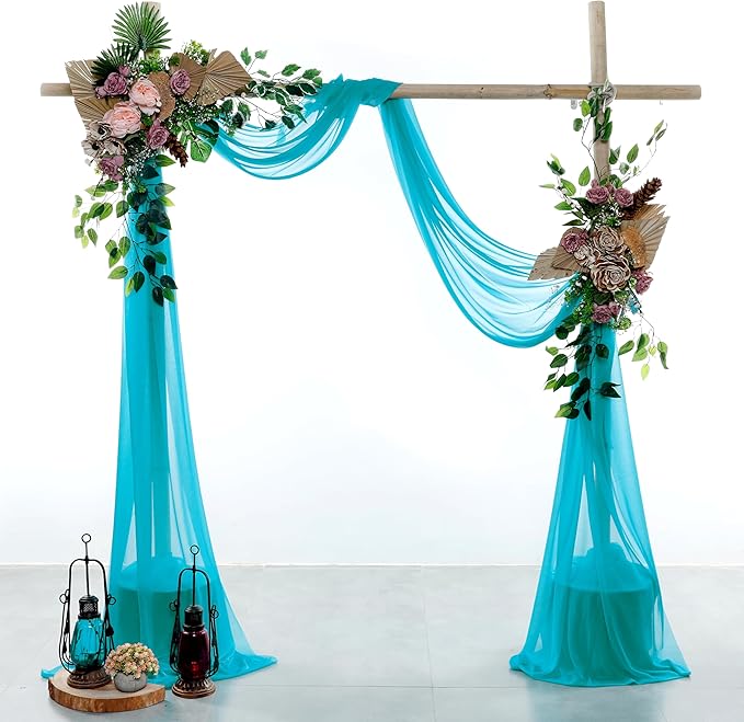 VDS Pack of 4 Panel Wedding Arch Draping Fabric Sheer Chiffon Fabric Drapery - Image 4