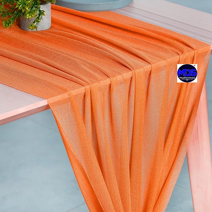 MDS 15 Pack 10ft Chiffon Table Runner 29 x 120 Inches Sheer Wedding Runner - Image 5