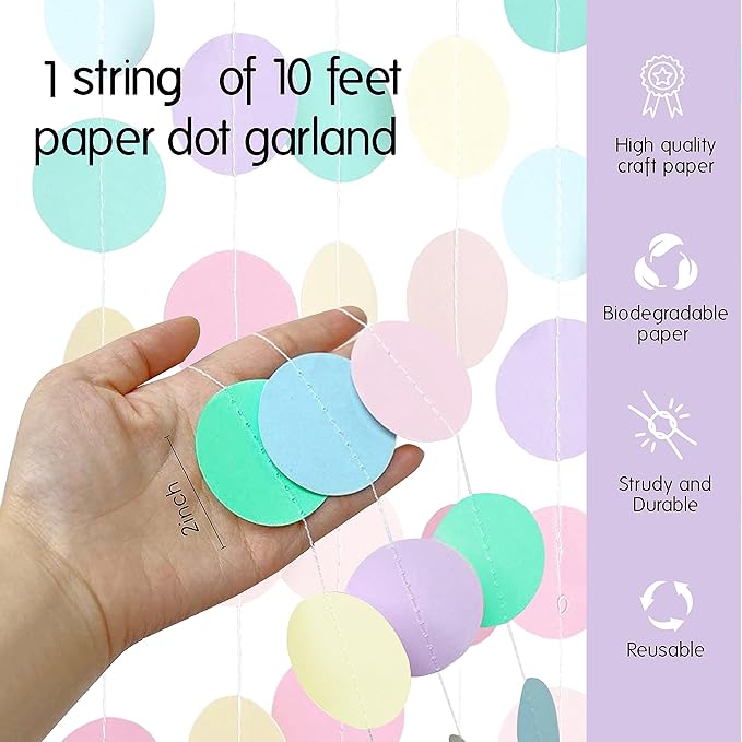 Circle Dots Paper Party Garland Streamer Backdrop - Image 2