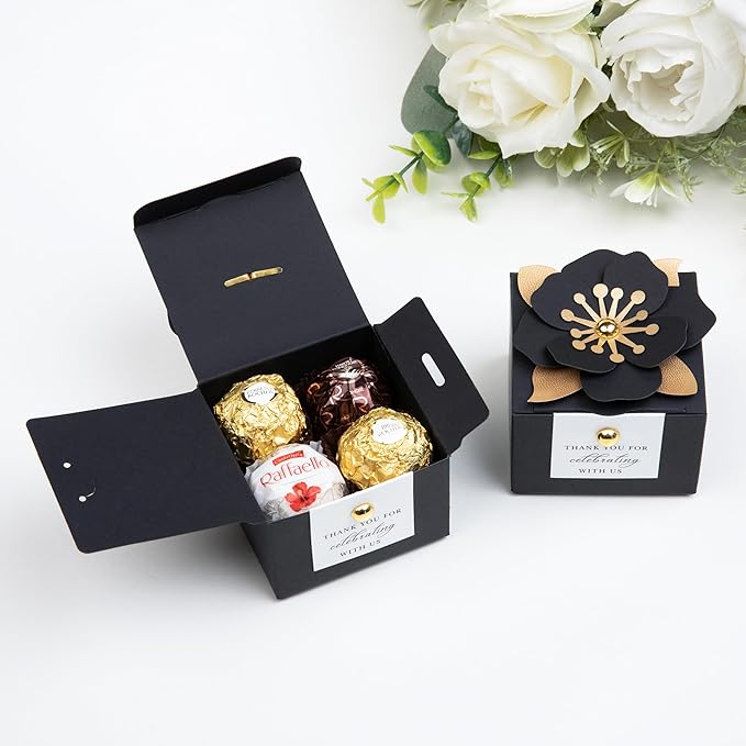 FEIYI 20 PCS Candy Boxes, 3 In 1 Black Favor Boxes - Image 3