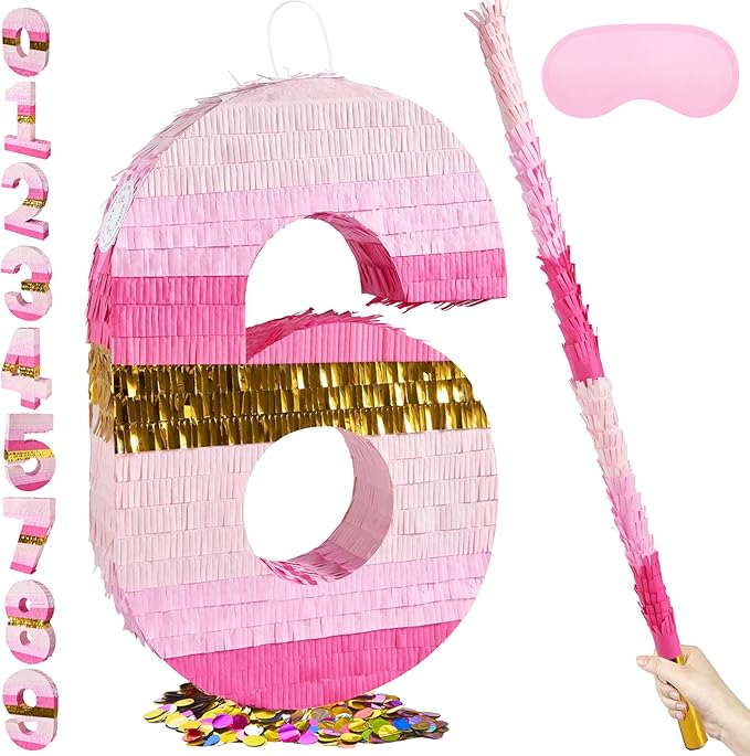 PCFING 20 Inch Number 6 Piñata Pink Gold by PCFING