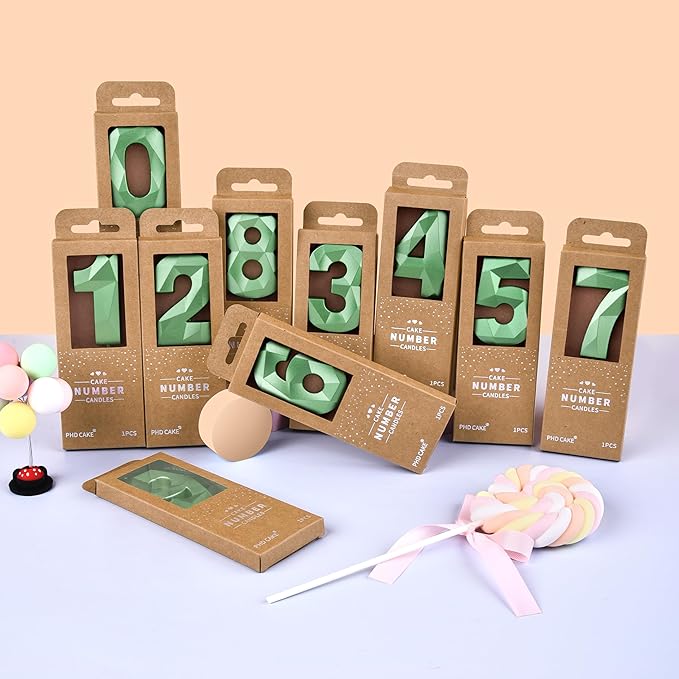 PHD CAKE 2.76 Inch Crystal Green 1 Number Cake Candle, Numeral Birthday Candles - Image 4