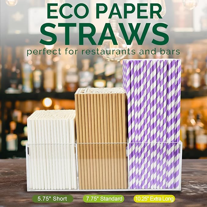 Compostable Paper Drinking Straws 10 Inch Long, - Image 6