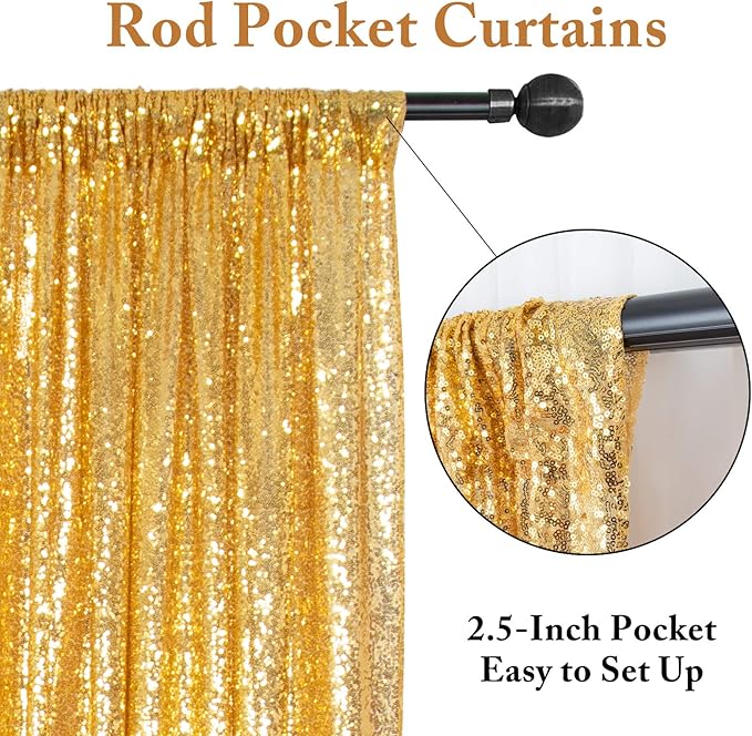ShinyBeauty Gold and Black Backdrop 2FTx8FT Sequin-Backdrop 4Pieces Photograph - Image 5