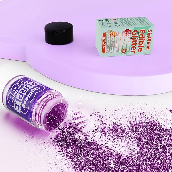 Purple Edible Glitter - 5g Food Grade Cake Decorating Shimmering Glitter - Image 2