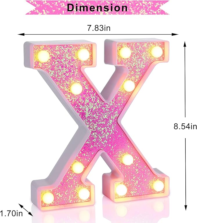 Foaky Pink Light up Letters，Pink Party Decorations, Girls Room Decor, Glitter - Image 5