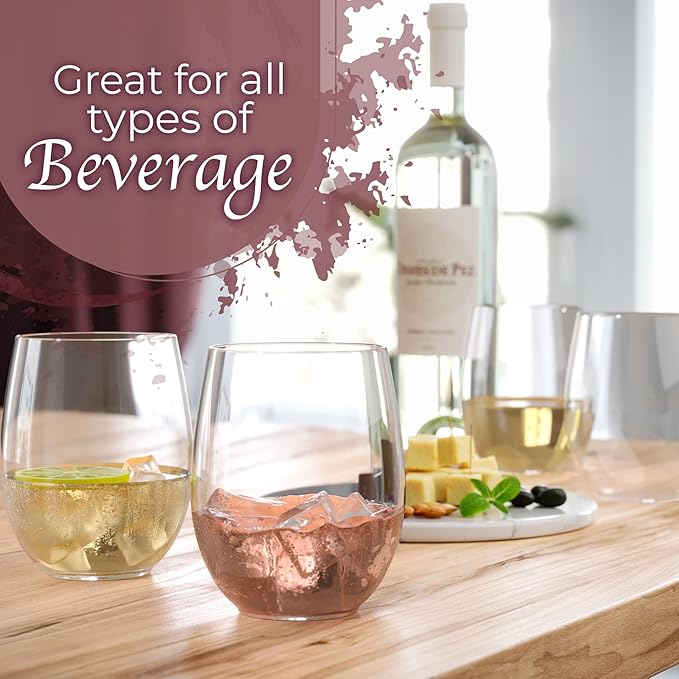 Exquisite 48 Pcs Unbreakable Stemless Plastic Wine Glasses Disposable Wine - Image 5