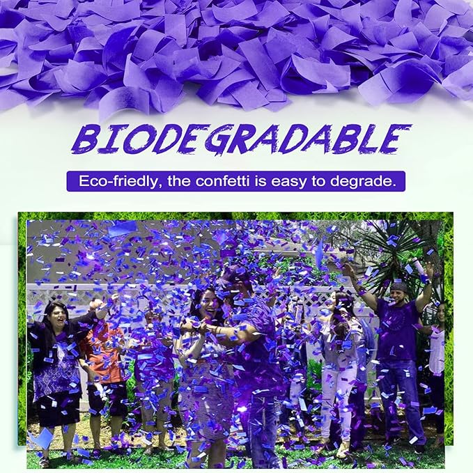 Violet Confetti Poppers, 15 Inch Purple Party Poppers, Air Powered Confetti Gun - Image 2