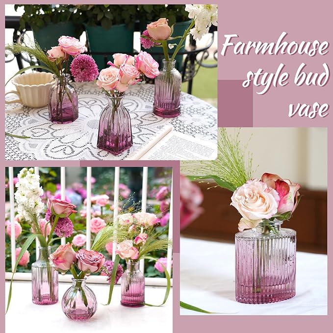 Bud Vases Set of 12, Small Purple Vase Glass Vases - Image 5