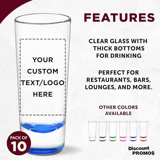 Custom Cordial Shooter Shot Glasses 2 oz. Set of 10, Personalized Bulk Pack - Image 2