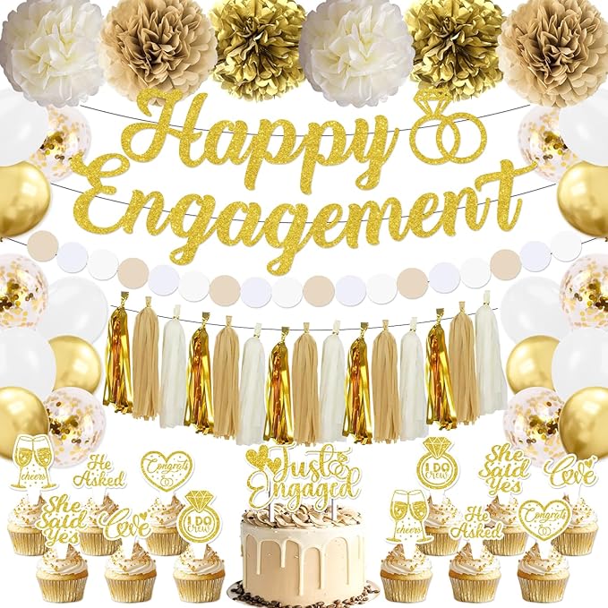 Engagement Party Decorations, Just Engaged Decorations, Happy Engagement Banner by Unknown