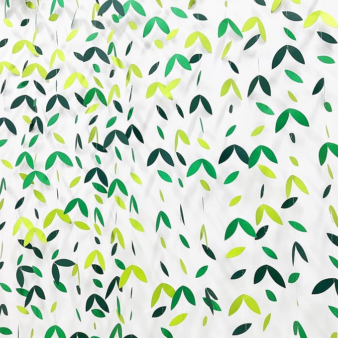 52 Ft Spring Summer Theme Green Paper Leaf Garland Hanging Leaves Streamer - Image 6