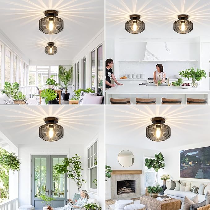 Smoked Glass Flush Mount Ceiling Light - Image 5