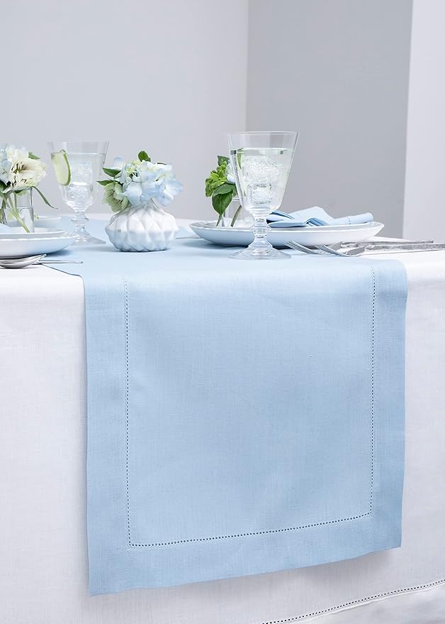 Solino Home Linen Sky Blue Table Runner 36 Inches - Image 2