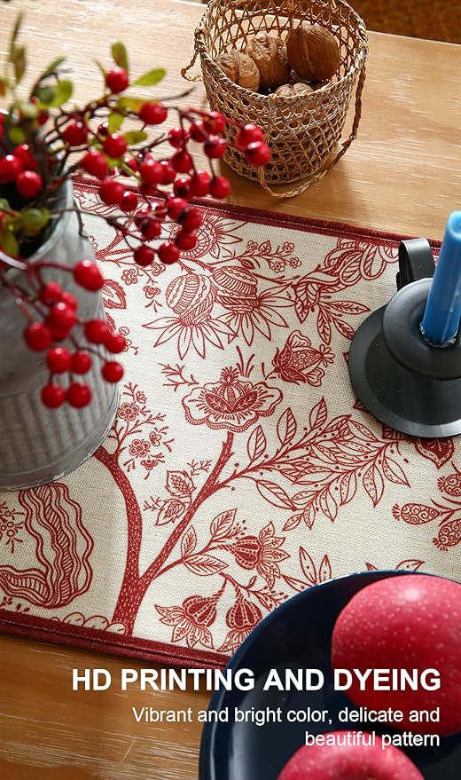 ISAENNE Designer Chinoiserie Elegant Linen Extra Long Table Runner 118 Inches - Image 4