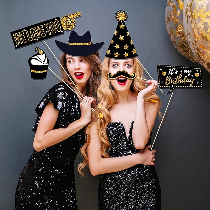 36 PCS Birthday Photo Booth Props Party Supplies Holiday Picture Decorations - Image 5