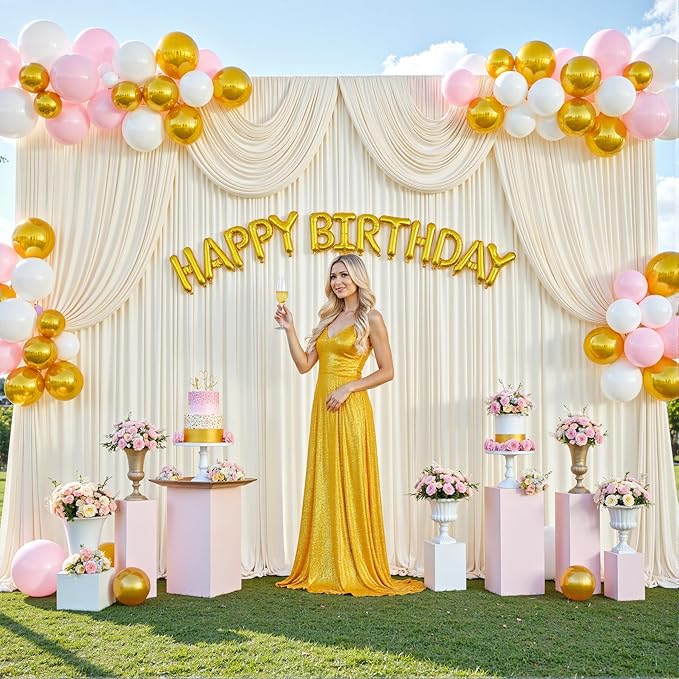 20ft x 12ft Champagne Backdrop Curtains Wrinkle Free Backdrop Curtain - Image 3