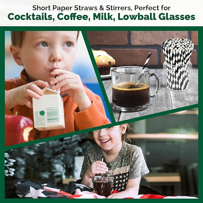 Chunspak 5.75 inch Eco-friendly Disposable Short Paper Drinking Straws Bulk - Image 4