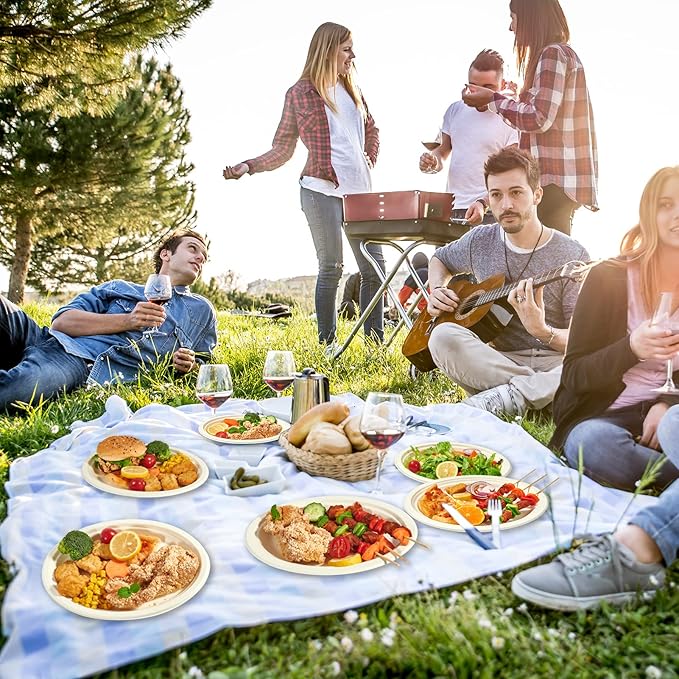 Vplus 100% Compostable Oval Paper Plates 12 inch 125 Pack Super Strong - Image 7
