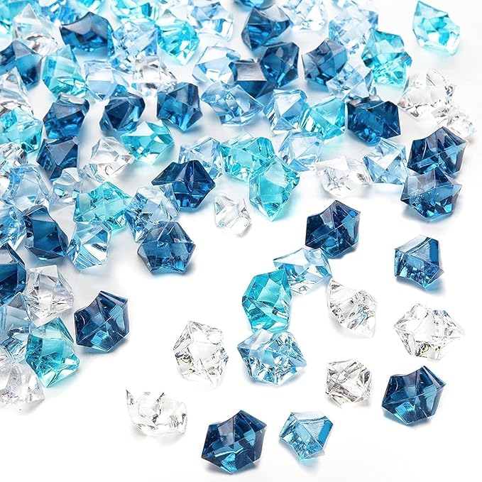 DomeStar 1050PCS Mixed Blue Fake Ice, Fake Diamonds, Vase Fillers Clear Rocks by DOMESTAR