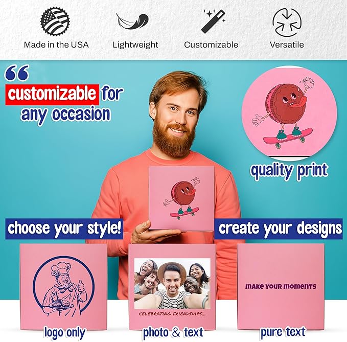 MT Products Custom Printed Pink Cupcake Boxes 8" x 8" x 3" - Image 3
