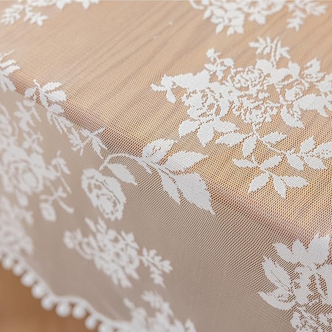 Jayla White Lace Tablecloth for Rectangular Tables, Vintage Style Wedding Table - Image 8