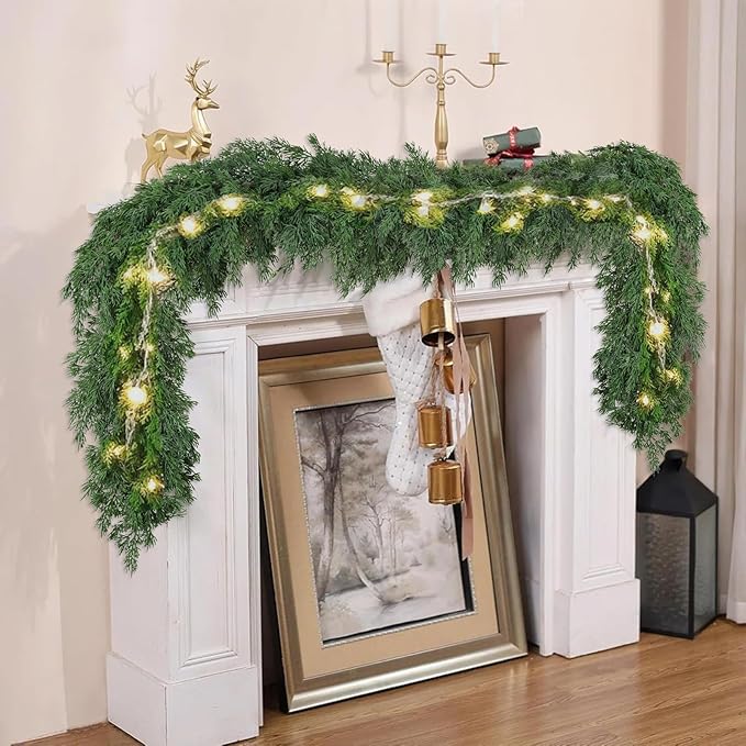 6ft Christmas Cedar Garland, Real Touch Pine Garland, Realistic Cypress - Image 6
