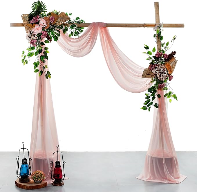 VDS Pack of 3 Panel Wedding Arch Draping Fabric Sheer Chiffon Fabric Drapery - Image 2