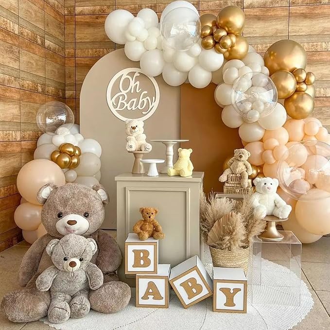 White Sand Gold Balloons Set, 12 Inch Double Stuffed Blush Beige Boho Party - Image 6