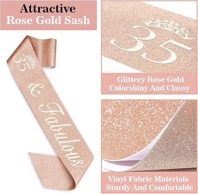 35th Birthday Decorations for Women Including Sash, Tiara/Crown, Numeral - Image 5