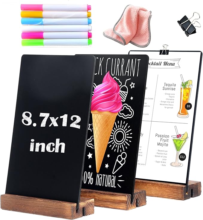 3 Pack 8.7x12 in Desktop Small Chalkboard Sign by YEEON