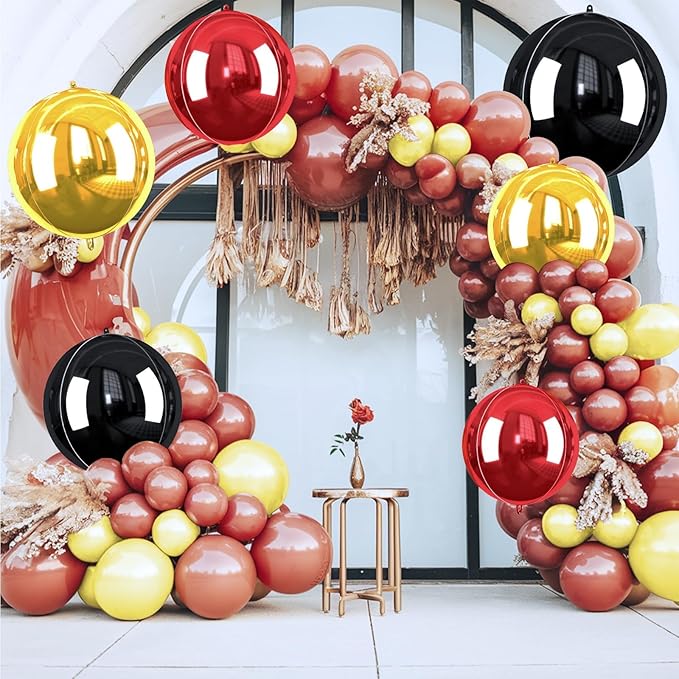 Black Gold Red Giant 4D Foil Balloons, 22 Inch Big Round Foil Balloon - Image 2