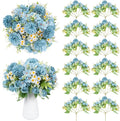 12 Bundles Artificial Flowers Blue Fake Rose Flower Mixed Chrysanthemum by GOSTADY