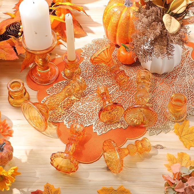 Mumufy 10 Pcs Glass Crystal Taper Candle Holders Clear Glass Candlestick Holder - Image 4