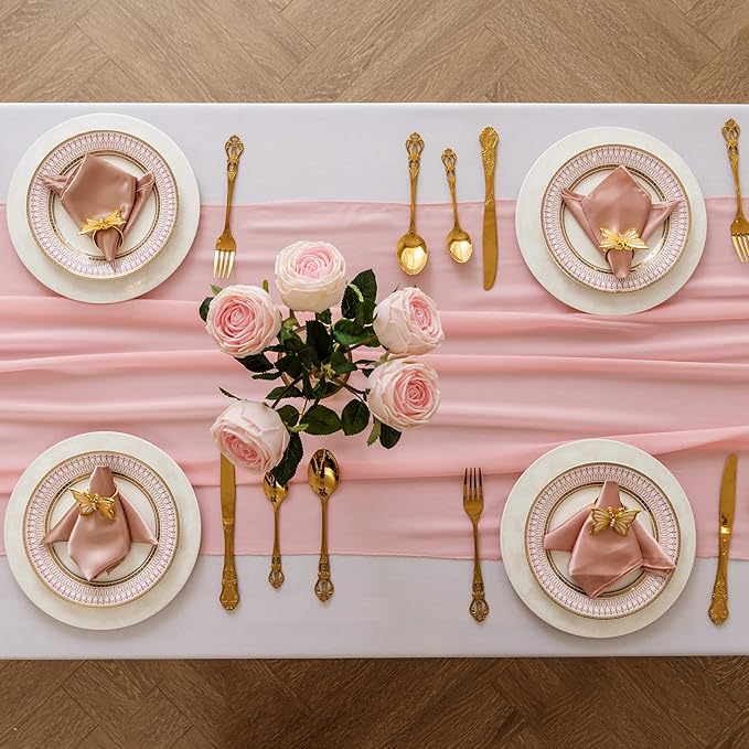 12Pack 9ft Chiffon Table Runner 14x108 Inch Sheer Romantic Table Runner - Image 3