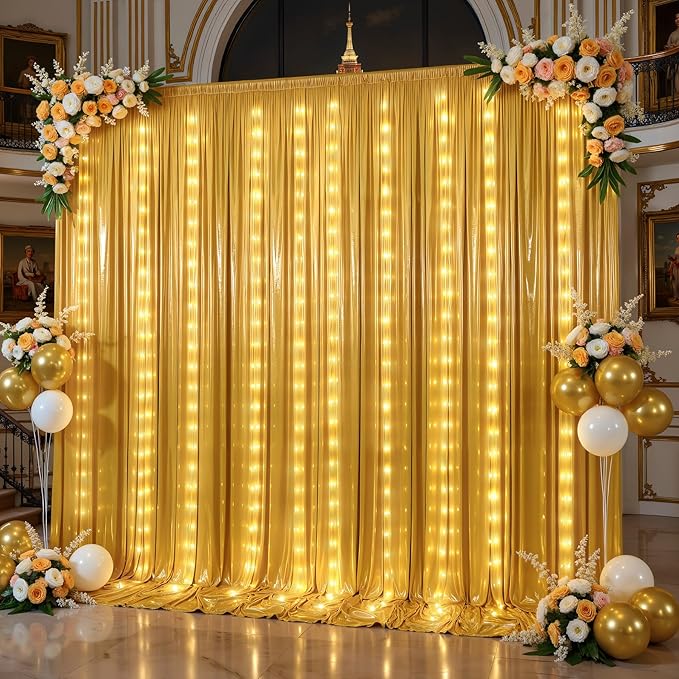 PartyVillage 20x10FT Gold Sequin Backdrop Curtain - Image 8
