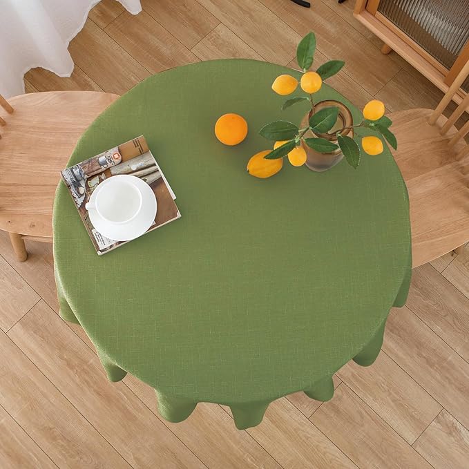NLMUVW Round Table Cloth 36 Inch, Olive Green Linen Tablecloth Rustic Small - Image 6