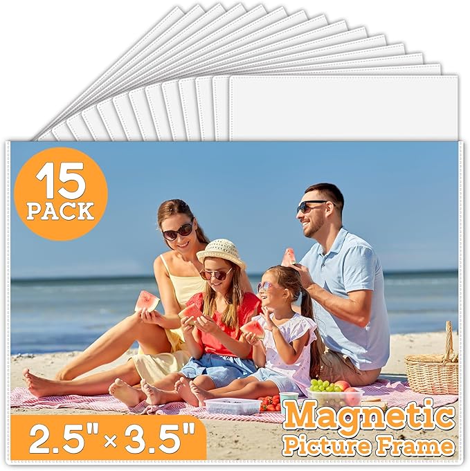 VNDUEEY 15 Pack Magnetic Picture Frames 2.5x3.5, Reusable Pocket Photo Frames by VNDUEEY