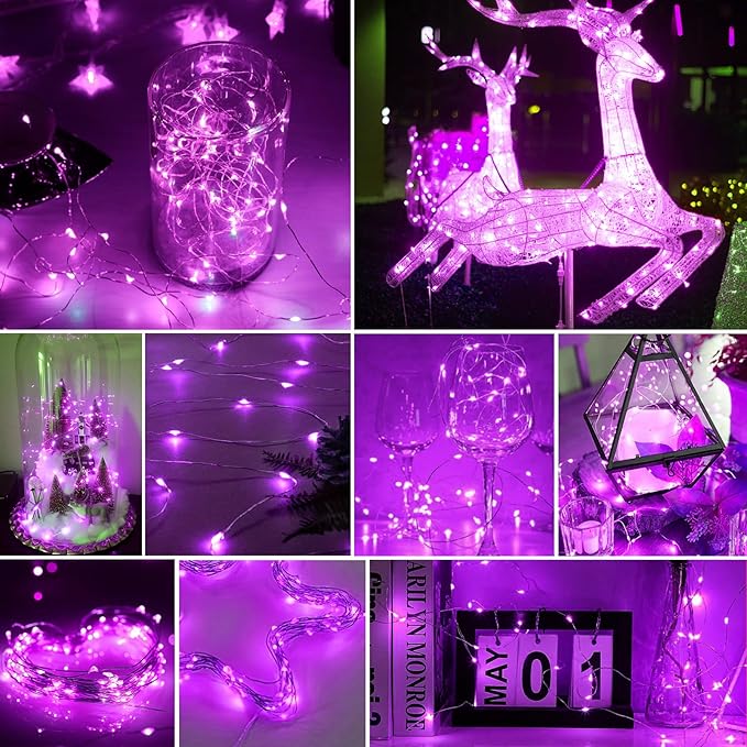 pozzolanas 100 Pack Pink Battery Operated String Lights - 7ft Waterproof Fairy - Image 5