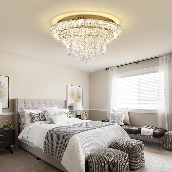 18 inch Crystal Gold Ceiling-Light Flush Mount - Image 6