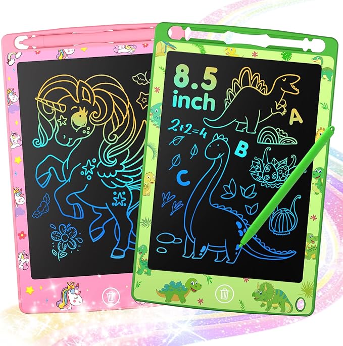 2 Pack LCD Writing Tablet for Kids, 8.5 Inch Colorful Doodle Board Drawing by Unknown