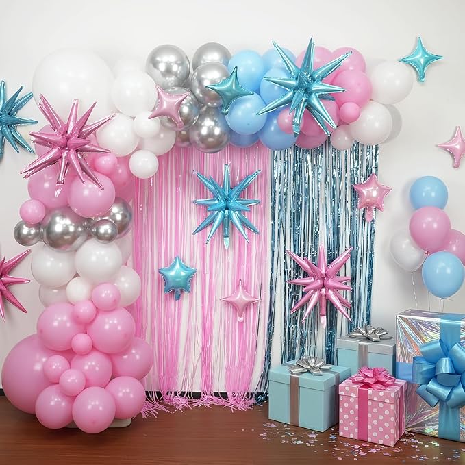 Pink Blue Star Balloon - Image 3