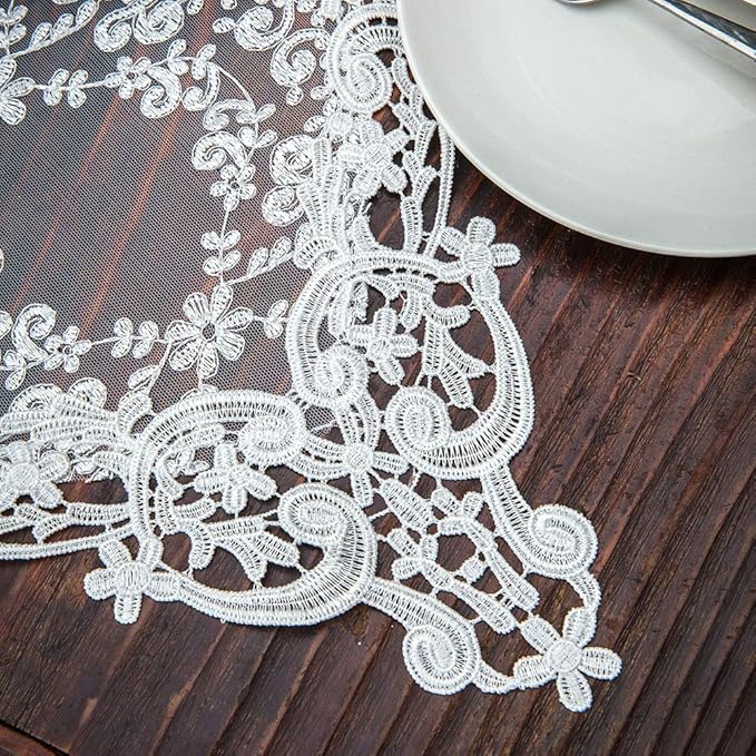 ARTABLE Rectangle Table Runner Lace Macrame Embroidered Table Runners - Image 4